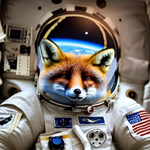 stablediffusion - astronaut fox watching planet earth