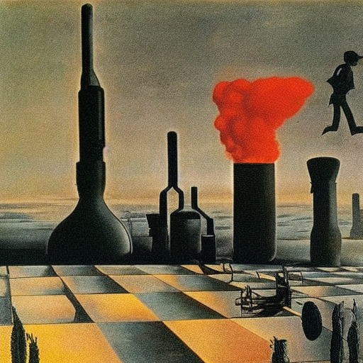 stablediffusion - pollution fossil fuel plastics running out of time surrealism margritte