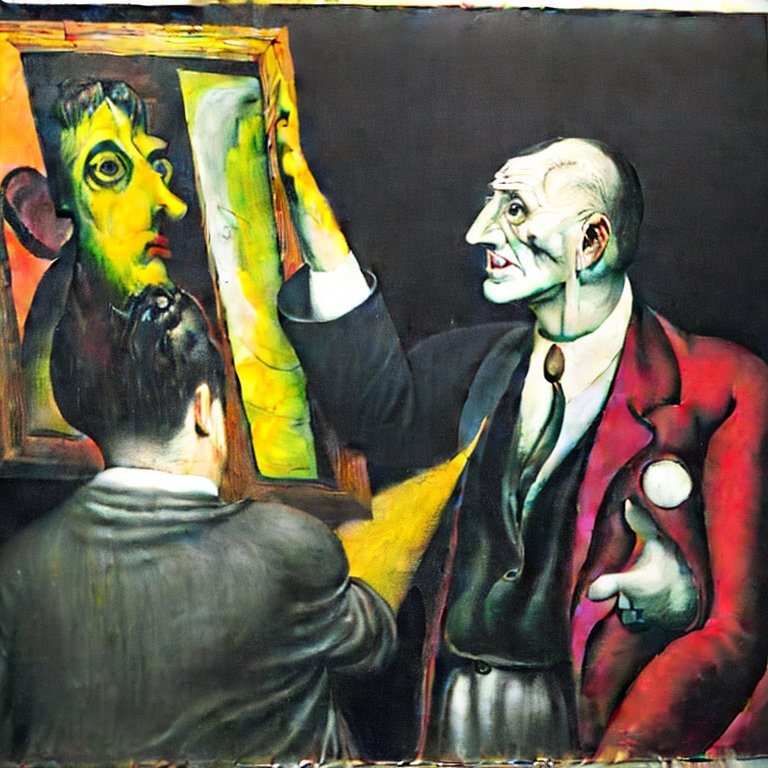 stablediffusion - an auctioneer auctioning an artwork, by Otto Dix